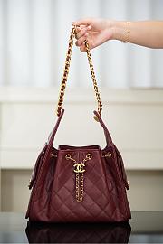 Chanel 25 Handbag Small Grained Calfskin Gold Tone Metal Burgundy - 30x26x14cm - 3