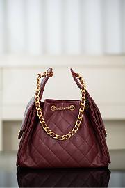 Chanel 25 Handbag Small Grained Calfskin Gold Tone Metal Burgundy - 30x26x14cm - 2