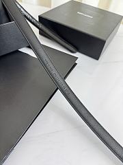 YSL Oval Buckle Thin Belt In Crocodile-Embossed Leather 1.5cm Bronze Hardware Black - 2