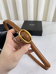 YSL Oval Buckle Thin Belt In Smooth Leather 1.5cm Bronze Hardware Brick - 6