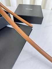 YSL Oval Buckle Thin Belt In Smooth Leather 1.5cm Bronze Hardware Brick - 5