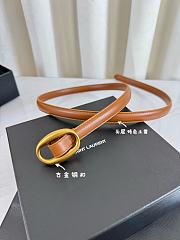 YSL Oval Buckle Thin Belt In Smooth Leather 1.5cm Bronze Hardware Brick - 4
