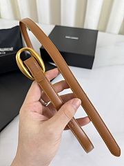 YSL Oval Buckle Thin Belt In Smooth Leather 1.5cm Bronze Hardware Brick - 3