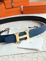 Hermes H Striee Belt Buckle & Reversible Leather Strap 32mm Box Togo Black/Blue Gold  - 5