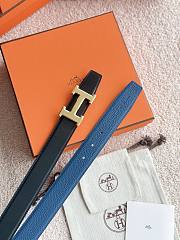 Hermes H Striee Belt Buckle & Reversible Leather Strap 32mm Box Togo Black/Blue Gold  - 6