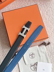 Hermes H Striee Belt Buckle & Reversible Leather Strap 32mm Box Togo Black/Blue Silver - 4
