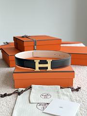 Hermes H Striee Belt Buckle & Reversible Leather Strap 32mm Box Togo Black/White Gold - 5