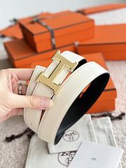 Hermes H Striee Belt Buckle & Reversible Leather Strap 32mm Box Togo Black/White Gold - 4