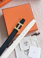 Hermes H Striee Belt Buckle & Reversible Leather Strap 32mm Box Togo Black/White Gold - 2