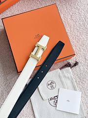 Hermes H Striee Belt Buckle & Reversible Leather Strap 32mm Box Togo Black/White Gold - 3