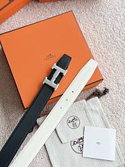 Hermes H Striee Belt Buckle & Reversible Leather Strap 32mm Box Togo Black/White Silver - 6