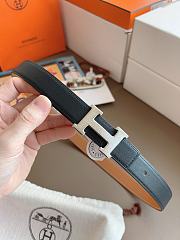 Hermes Mini Constance Martelee Belt Buckle & Reversible Leather Strap 24mm Swift Epsom Black/Brown Silver - 2