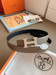 Hermes Mini Constance Martelee Belt Buckle & Reversible Leather Strap 24mm Swift Epsom Black/Gray Silver - 1