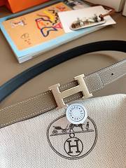 Hermes Mini Constance Martelee Belt Buckle & Reversible Leather Strap 24mm Swift Epsom Black/Gray Silver - 2