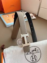Hermes Mini Constance Martelee Belt Buckle & Reversible Leather Strap 24mm Swift Epsom Black/Gray Silver - 3