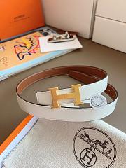 Hermes Mini Constance Martelee Belt Buckle & Reversible Leather Strap 24mm Swift Epsom Brown/White Gold - 1