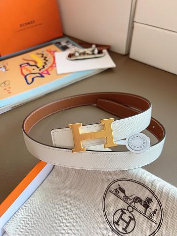 Hermes Mini Constance Martelee Belt Buckle & Reversible Leather Strap 24mm Swift Epsom Brown/White Gold