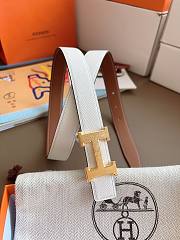 Hermes Mini Constance Martelee Belt Buckle & Reversible Leather Strap 24mm Swift Epsom Brown/White Gold - 4
