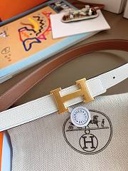 Hermes Mini Constance Martelee Belt Buckle & Reversible Leather Strap 24mm Swift Epsom Brown/White Gold - 3