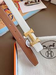 Hermes Mini Constance Martelee Belt Buckle & Reversible Leather Strap 24mm Swift Epsom Brown/White Gold - 6