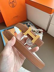 Hermes Mini Constance Belt Buckle & Reversible Leather Strap 24mm Swift Epsom Brown/White Gold - 3