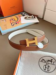 Hermes Mini Constance Belt Buckle & Reversible Leather Strap 24mm Swift Epsom Brown/White Gold - 5