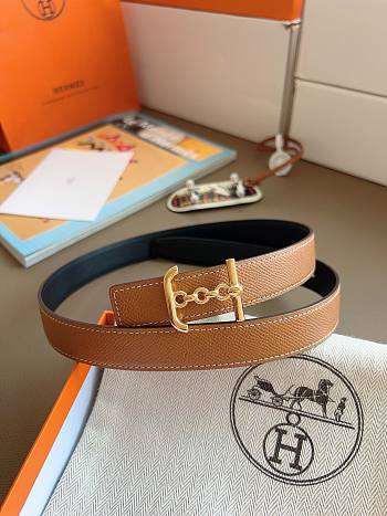 Hermes Ancre Marin Belt Buckle & Reversible Leather Strap 24mm Swift Epsom Black/Brown Gold