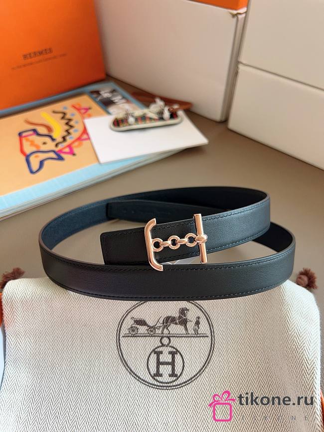 Hermes Ancre Marin Belt Buckle & Reversible Leather Strap 24mm Swift Epsom Black Gold - 1