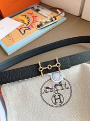 Hermes H Equestre Belt Buckle & Reversible Leather Strap 24mm Swift Epsom Black Gold - 5