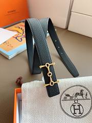 Hermes H Equestre Belt Buckle & Reversible Leather Strap 24mm Swift Epsom Black Gold - 4