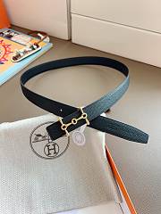 Hermes H Equestre Belt Buckle & Reversible Leather Strap 24mm Swift Epsom Black Gold - 3