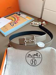 Hermes H Equestre Belt Buckle & Reversible Leather Strap 24mm Swift Epsom Black/ Gray Silver - 1