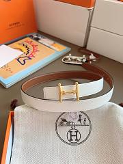 Hermes H Equestre Belt Buckle & Reversible Leather Strap 24mm Swift Epsom Brown/White Gold - 1
