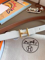 Hermes H Equestre Belt Buckle & Reversible Leather Strap 24mm Swift Epsom Brown/White Gold - 5
