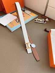 Hermes H Equestre Belt Buckle & Reversible Leather Strap 24mm Swift Epsom Brown/White Gold - 3