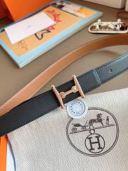 Hermes H Equestre Belt Buckle & Reversible Leather Strap 24mm Swift Epsom Black/Brown Rose Gold - 3