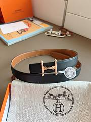 Hermes H Equestre Belt Buckle & Reversible Leather Strap 24mm Swift Epsom Black/Brown Rose Gold - 4