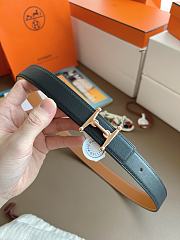 Hermes H Equestre Belt Buckle & Reversible Leather Strap 24mm Swift Epsom Black/Brown Rose Gold - 2