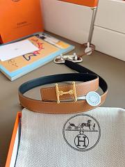 Hermes H Equestre Belt Buckle & Reversible Leather Strap 24mm Swift Epsom Black/Brown Gold - 1