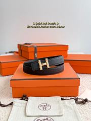 Hermes H Infini Belt Buckle & Reversible Leather Strap 24mm Swift Epsom Black Gold - 1