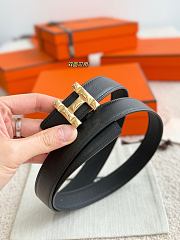 Hermes H Infini Belt Buckle & Reversible Leather Strap 24mm Swift Epsom Black Gold - 6