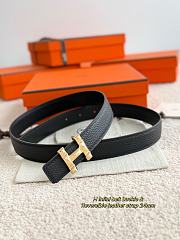 Hermes H Infini Belt Buckle & Reversible Leather Strap 24mm Swift Epsom Black Gold - 2