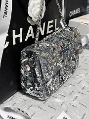 Chanel Flap Bag Sequins & Silver Tone Metal Silvery - 20x10x7cm - 4