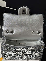 Chanel Flap Bag Sequins & Silver Tone Metal Silvery - 20x10x7cm - 6