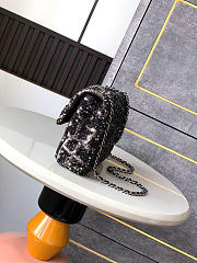 Chanel Flap Bag Sequins & Silver Gold Tone Metal Black - 20x10x7cm - 4