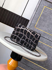 Chanel Flap Bag Sequins & Silver Gold Tone Metal Black - 20x10x7cm - 3