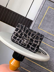 Chanel Flap Bag Sequins & Silver Gold Tone Metal Black - 20x10x7cm - 2