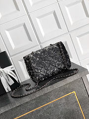 Chanel Evening Bag Quilted Sequins & Gold Tone Metal Black - 20x10x7cm 	 - 2