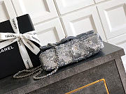 Chanel Evening Bag Quilted Sequins & Silver Tone Metal Silver - 20x10x7cm - 2