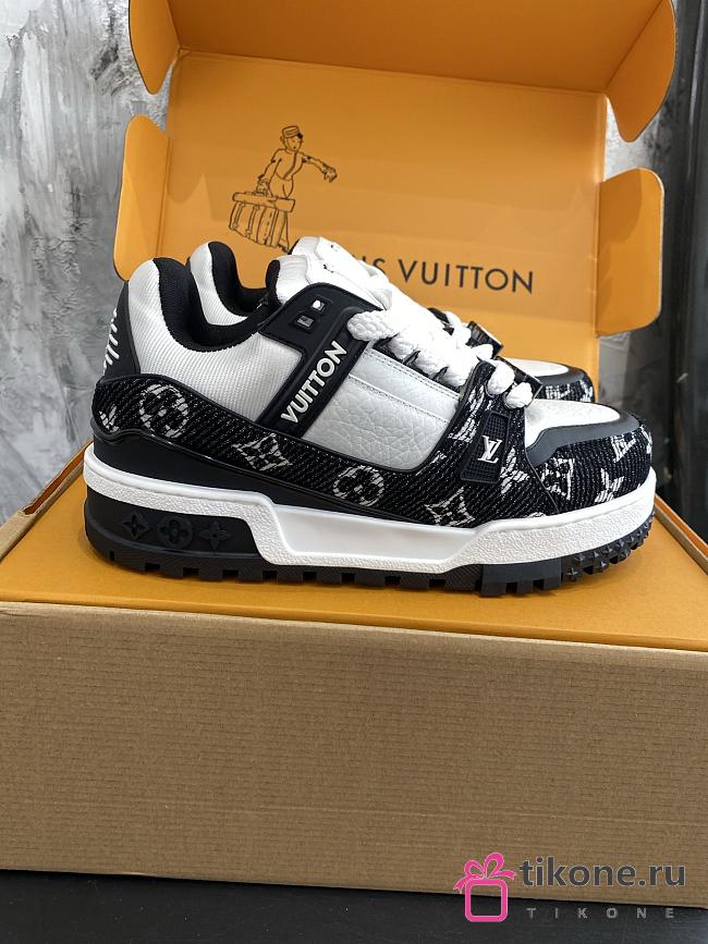 LV Trainer Sneaker Monogram Denim and Monogram Embossed Black 1A9JGI  - 1